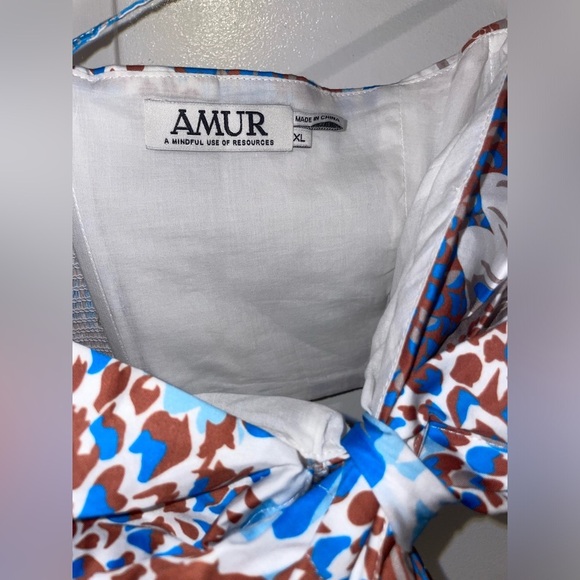 New! AMUR Alva Floral Front Tie Crop Top 100% Organic Cotton 💙🤎 XL - Picture 9 of 11